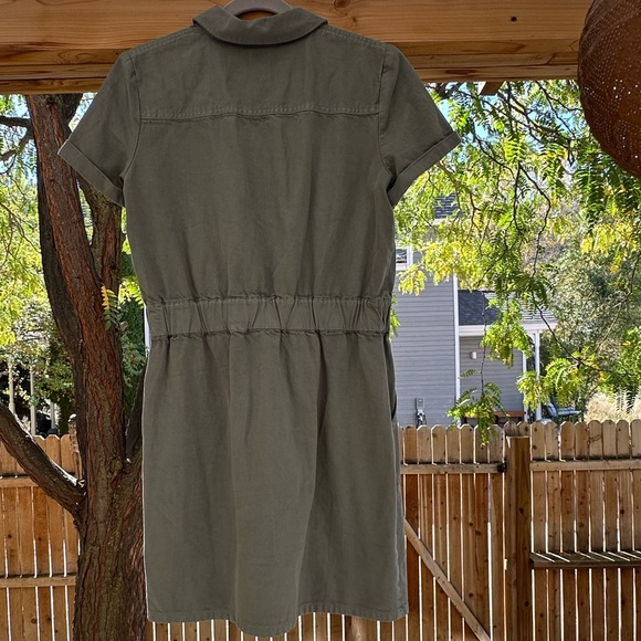 J. Crew Zip Front Chino Gray Green Pocket Utility Dress size 8 - Picture 7 of 16